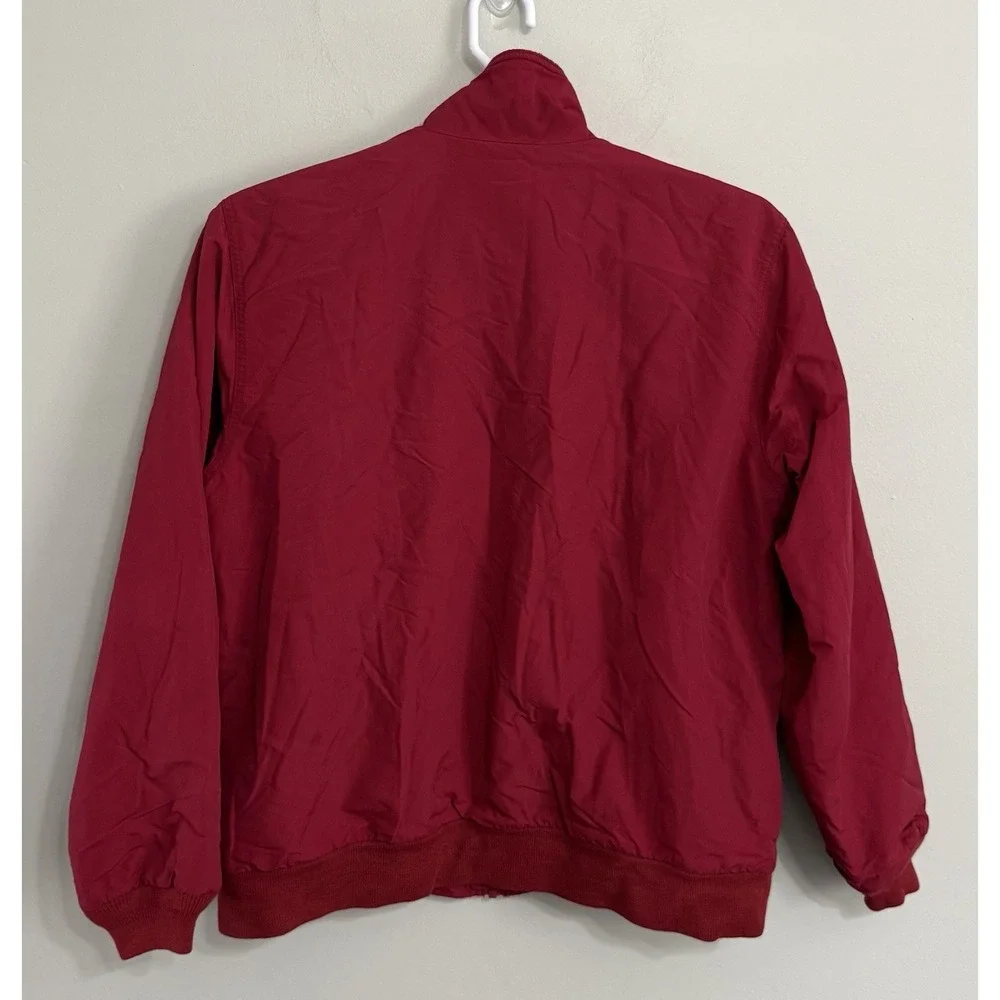 Vintage LL Bean Men's Medium Red Warm Up Fleece Lined Nylon Full Zip Jacket